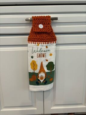 Crochet Top Kitchen Towel- Welcome gnome
